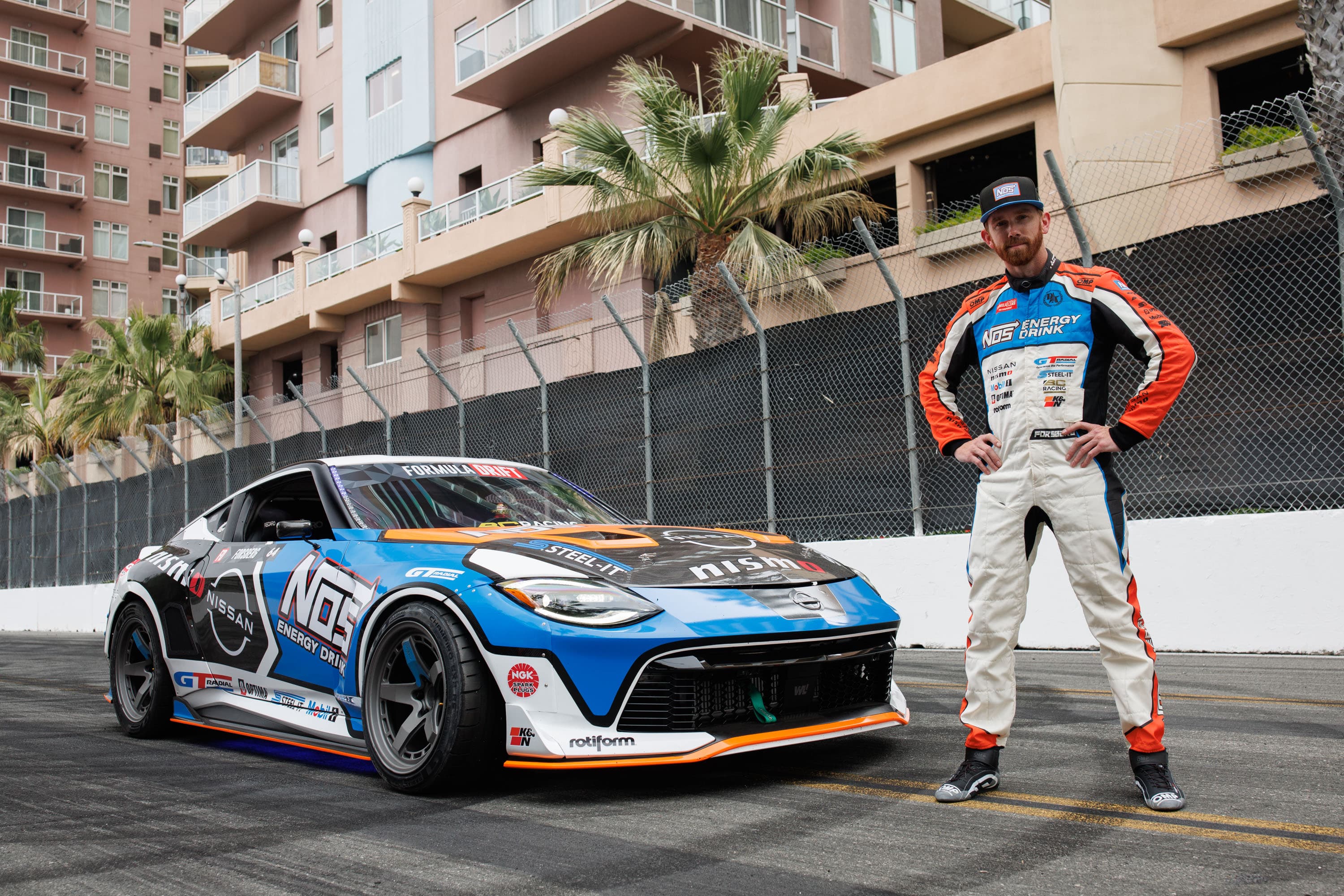 Chris Forsberg with the Nissan Z Formula DRIFT car